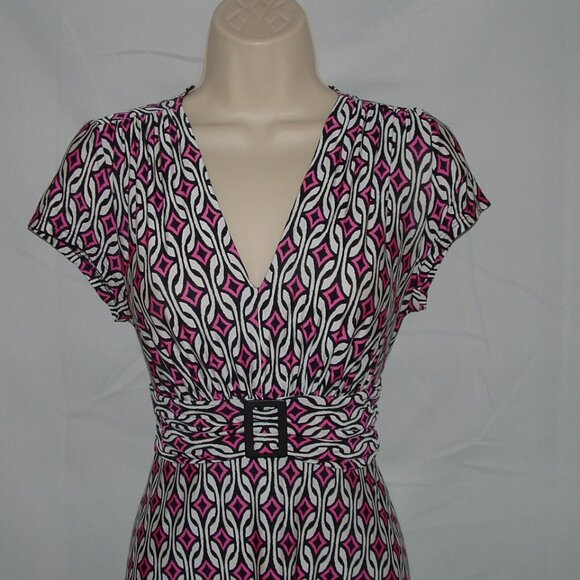 Colorful Sz Medium Maternity Stretchy Jersey Knit Empire Waist Midi Dress MIMI - Picture 2 of 4